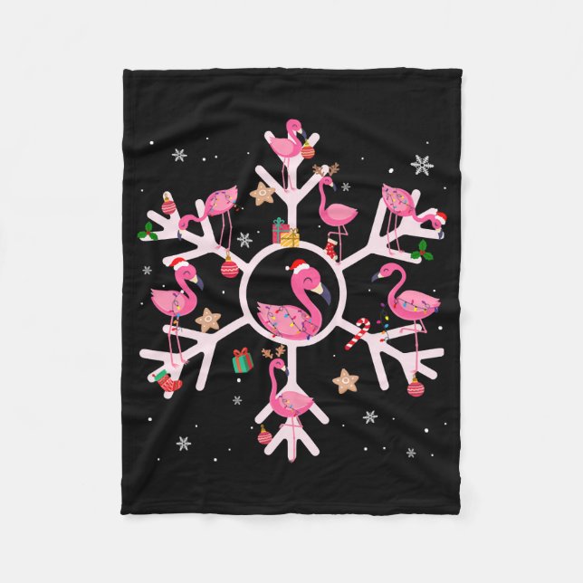 Cobertor De Velo Natal Flamingo Santa Hat Xmas Lights Flamingo (Frente)
