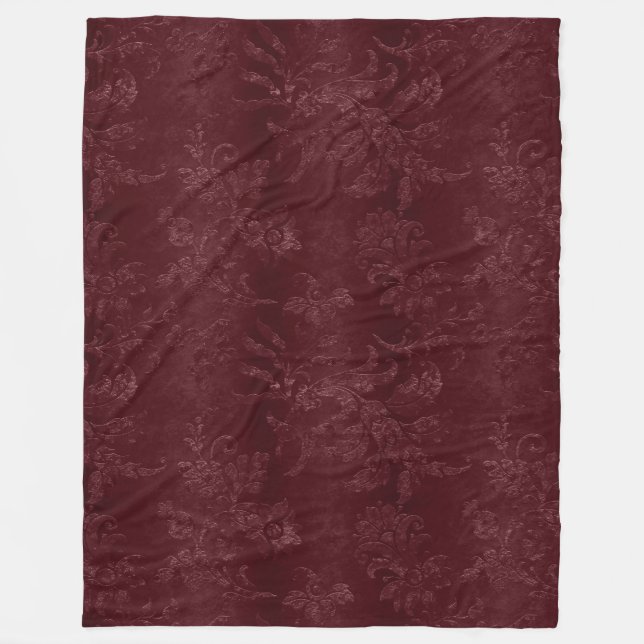 Cobertor De Velo Natal Floral Burgundy Vermelho Intenso (Frente)