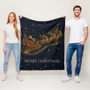 Cobertor De Velo Natal nas Estrelas Trenó do Papai Noel