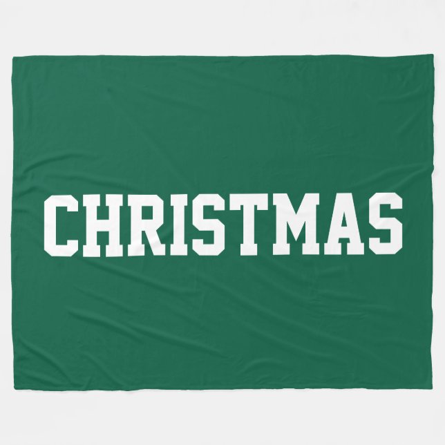 Cobertor De Velo NATAL Nostálgico Texto Branco em Verde Abeto (Frente (Horizontal))