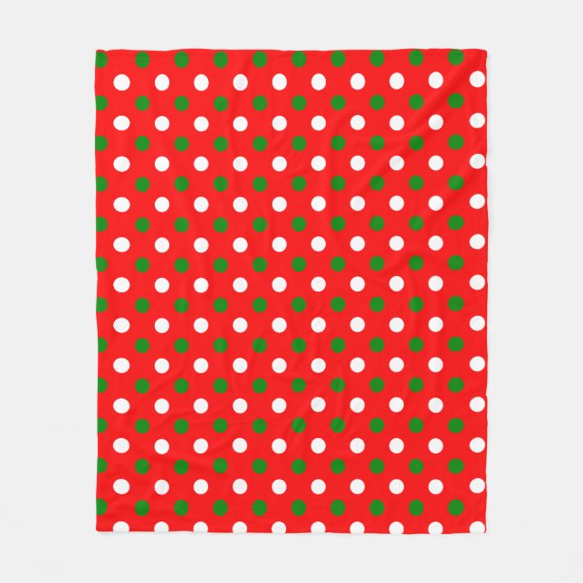 Cobertor De Velo Natal - Padrão de Pontos Polka Verde e Branco   (Frente)