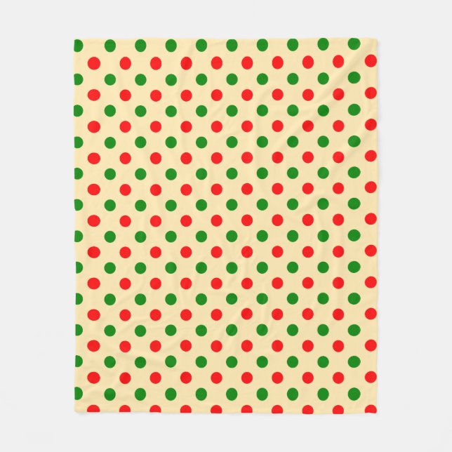 Cobertor De Velo Natal - Padrão de Pontos Verde e Vermelho   (Frente)
