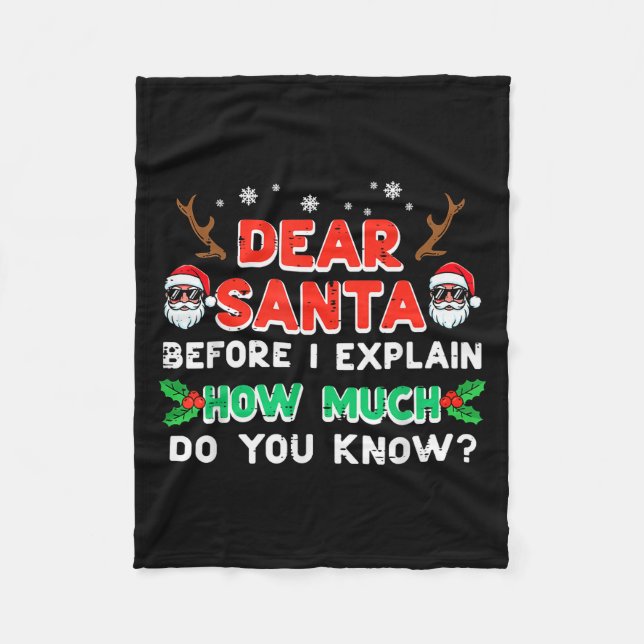 Cobertor De Velo Natal Querido Papai Noel Antes de Eu Explicar Funn (Frente)