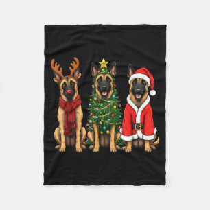 Cobertor De Velo Natal retrô Malinois belga Papai Noel Rena Do