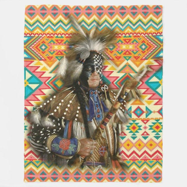 Cobertor De Velo Native American Crow Warrior (Frente)
