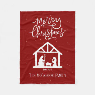Cobertor De Velo Natividade Personalizada Vermelha Nome da Família 
