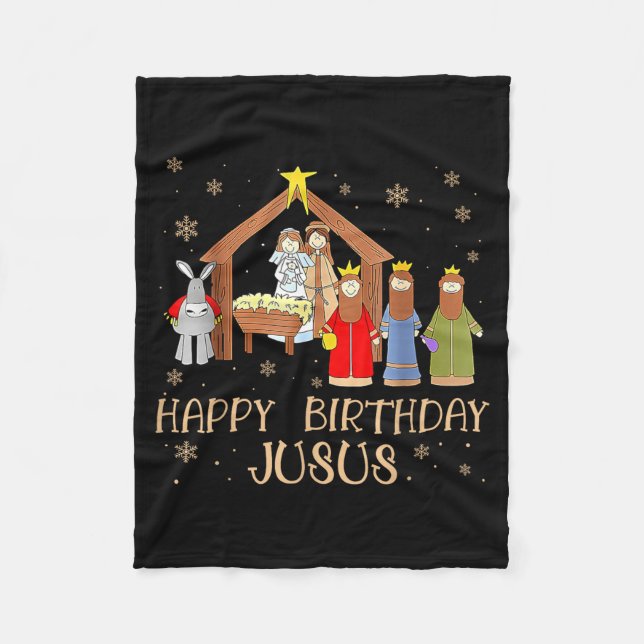 Cobertor De Velo Nativity Happy Birthday Jesus Christmas Nativity C (Frente)