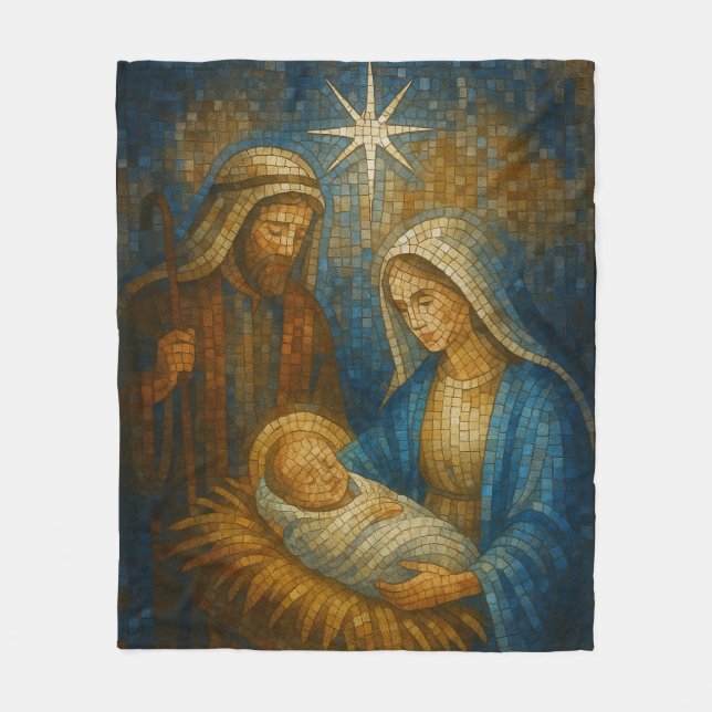 Cobertor De Velo Nativity Stained Glass Mosaic | Holy Family  (Frente)