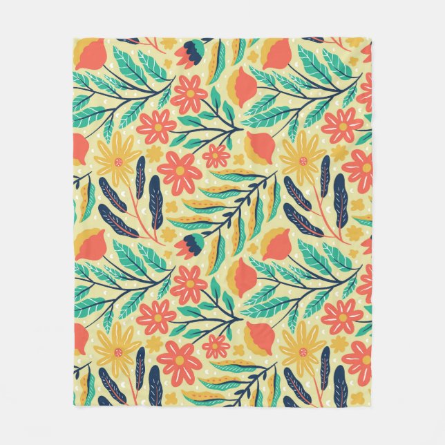 Cobertor De Velo Nature Foliage: Padrão Invisível Floral. (Frente)