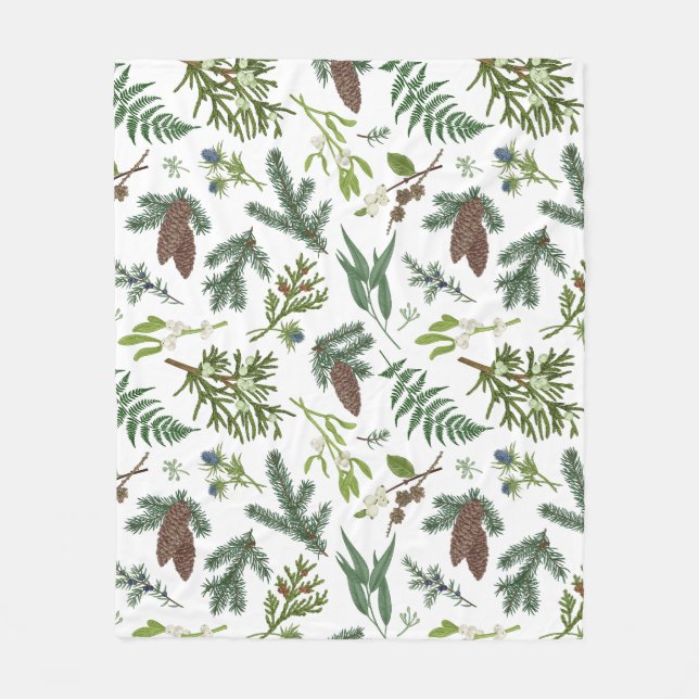 Cobertor De Velo Natureza e Ilustração da Floresta da Aquarela (Frente)