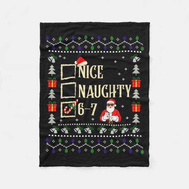 Cobertor De Velo Naughty Nice Six Seven Kids Ugly Christmas Sweater (Frente)