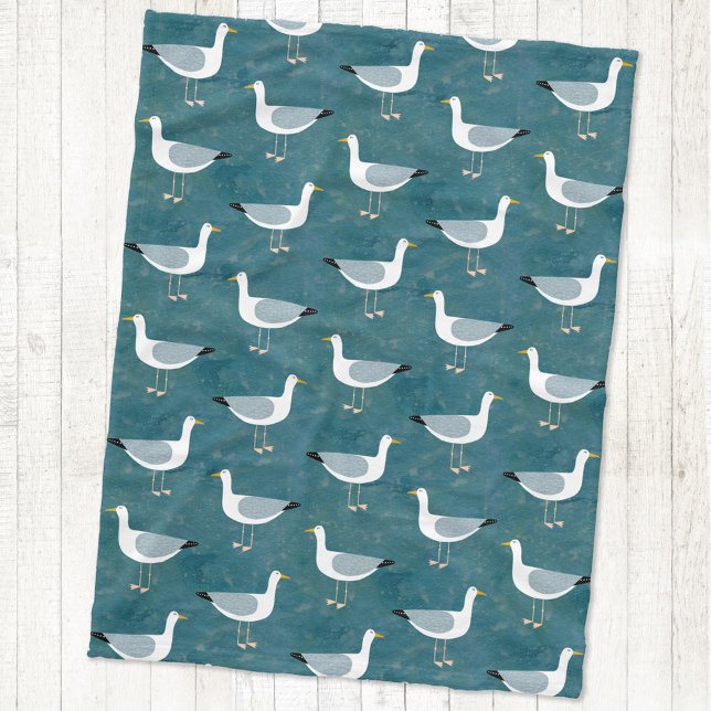 Cobertor De Velo Náutica do casco (Seagull nautical bird fleece blanket)