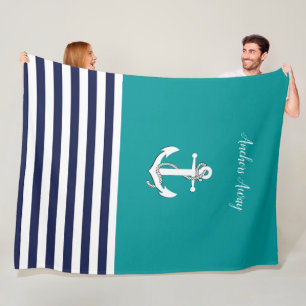 Cobertor De Velo Náutico, branco-vela/âncora para fora/aqua/azul-ma