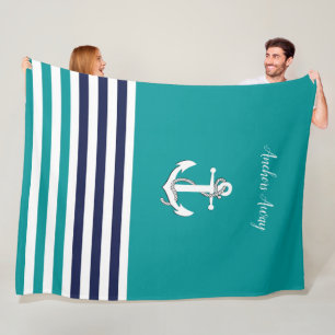 Cobertor De Velo Náutico, branco-vela/âncora para fora/aqua/azul-ma