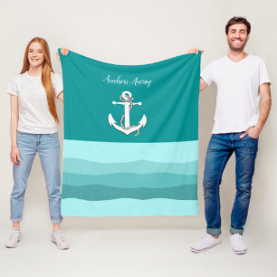 Cobertor De Velo Náutico branco-vela/âncora para fora/azul-onda aqu