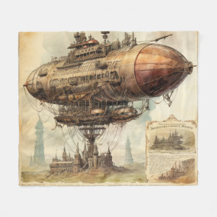 Cobertor De Velo Nave espacial vitoriana sobre cidade antiga