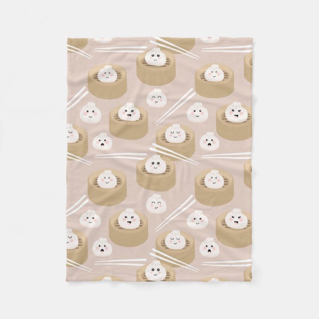 Cobertor De Velo Navio a vapor Cute Kawaii Dumplings (Frente)