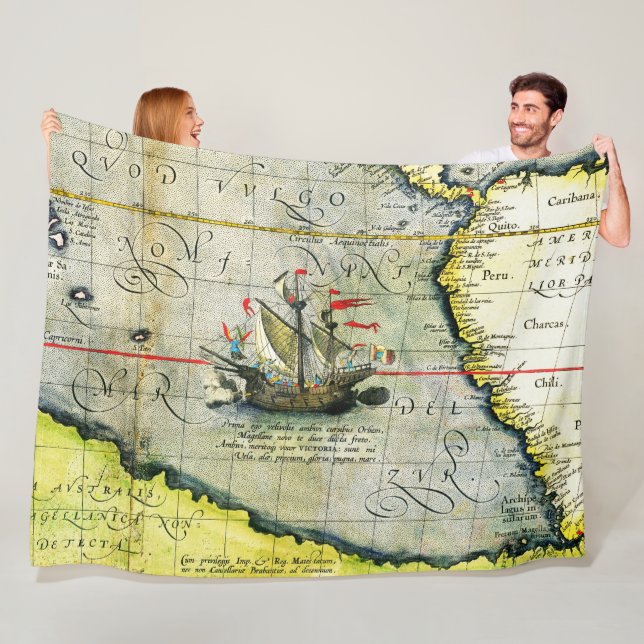 Cobertor De Velo Navio de Magalhães Victoria, Mapa Antiquado do Oce (In Situ)