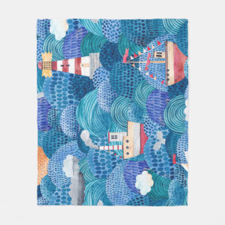 Cobertor De Velo Navios e Faróis: Aquarela Infantil