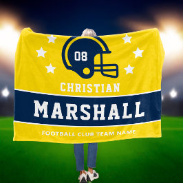 Cobertor De Velo Navy Amarelo Futebol Nome Número Personalizado