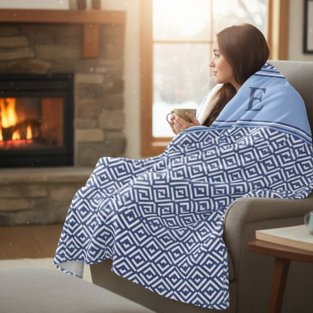 Cobertor De Velo Navy Geometric Chevron Monogram Design (Criador carregado)