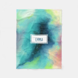 Cobertor De Velo Nebulosa do Espaço Verde Moderno e Vermelho