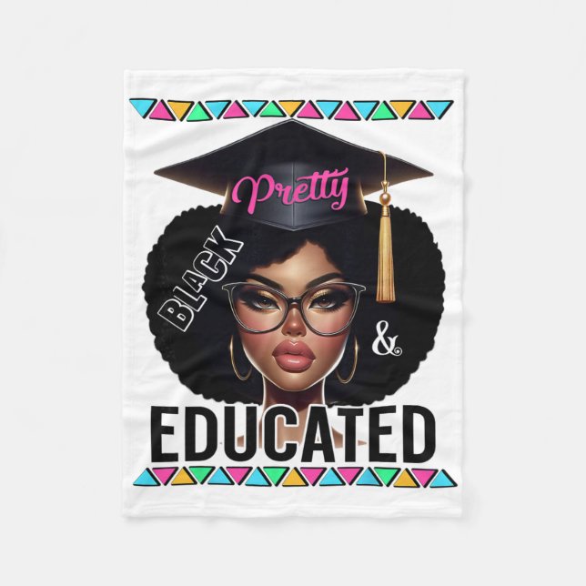 Cobertor De Velo Negra Bonita Educada Poderosa Afro-Americana Wo (Frente)