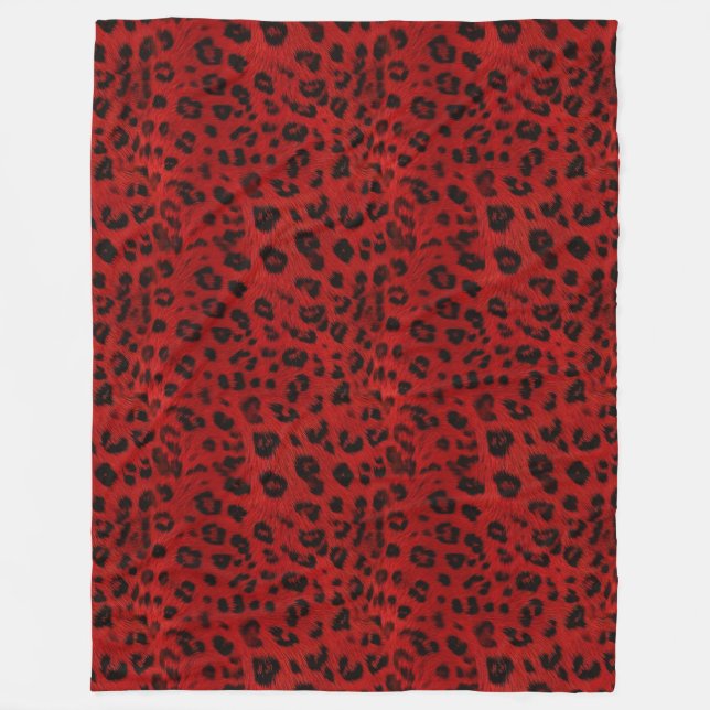 Cobertor De Velo Negrito e Quente: Leopardo Vermelho e Negro (Frente)