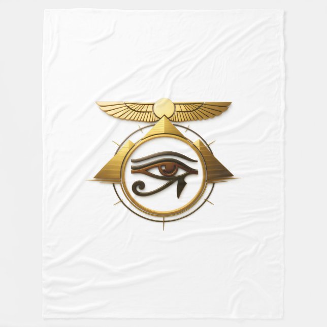 Cobertor De Velo NeoAnkh 3D Golden Eye of Horus & Winged Sun Disk (Frente)