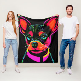 Cobertor De Velo Neon Canine Puppy Art