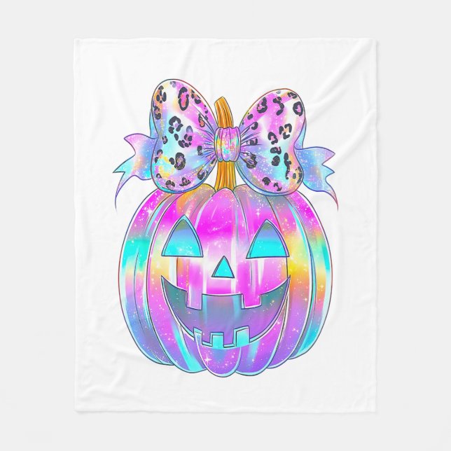 Cobertor De Velo Neon Coquette Halloween Pumpkin (Frente)