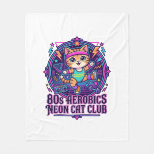 Cobertor De Velo Neon de Aeróbica dos Anos 80 Gato Divertido Design