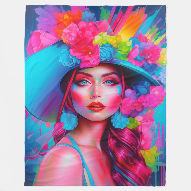 Cobertor De Velo Neon Fantasy Floral Retrato (Frente)