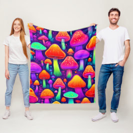 Cobertor De Velo Neon Glow Mushroom Forest