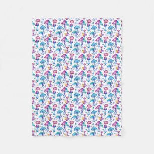 Cobertor De Velo Neon Mushroom Fleece Blanket - Trippy Psychedelic