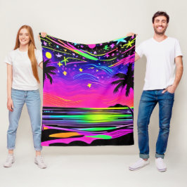 Cobertor De Velo Neon Night Beachscape