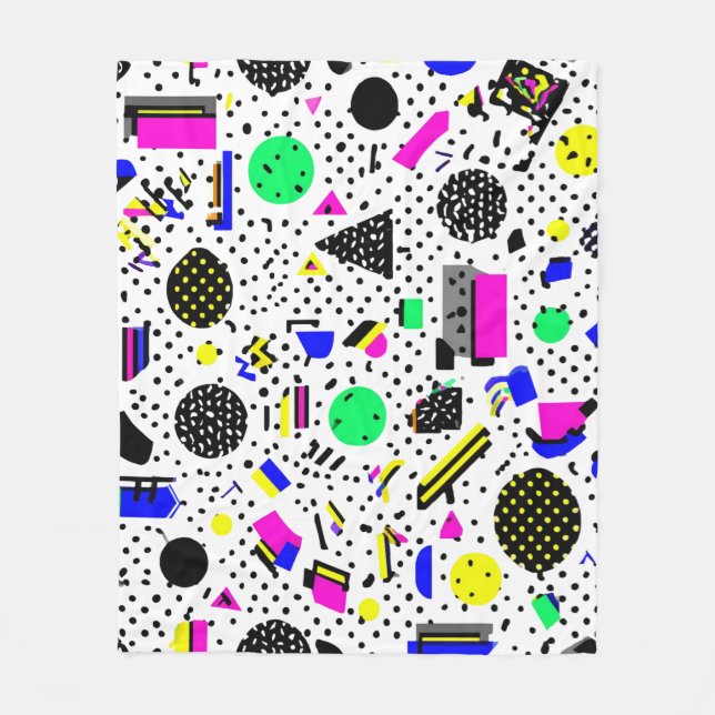 Cobertor De Velo Neon Retro Memphis Geometric Chaos Pattern (Frente)