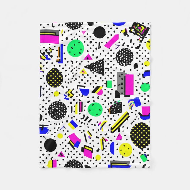 Cobertor De Velo Neon Retro Memphis Geometric Chaos Pattern (Frente)