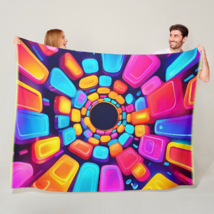 Cobertor De Velo Neon Shapes Abstrato Tunnel Art