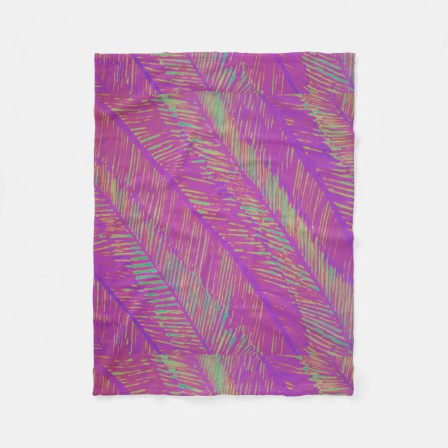 Cobertor De Velo Neon Summer Purple Palms (Frente)