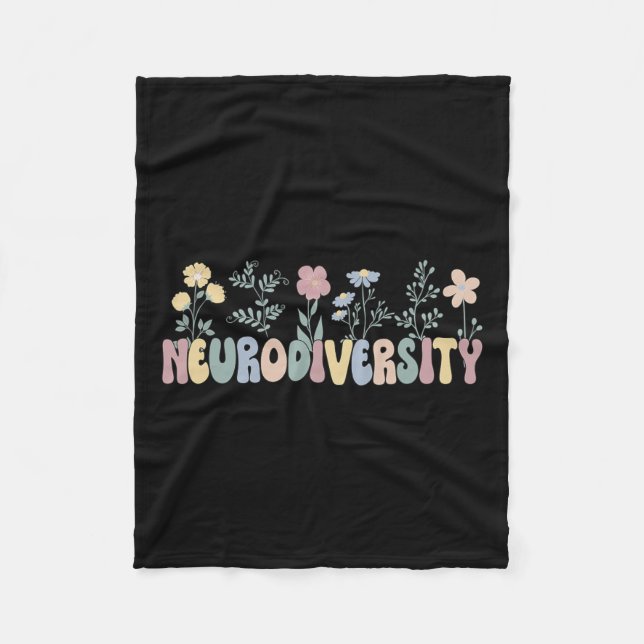 Cobertor De Velo Neurodiversity Flores Autismo Neurodivergência (Frente)