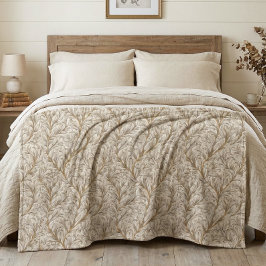Cobertor De Velo Neutral Beige Gold Botanical Leaf William Morris
