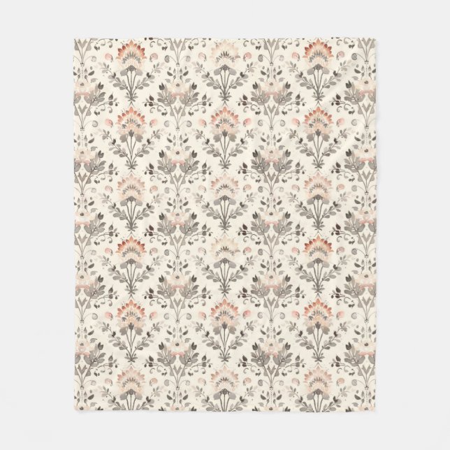 Cobertor De Velo Neutral Blush Gray Botanical Fleece Blanket (Frente)