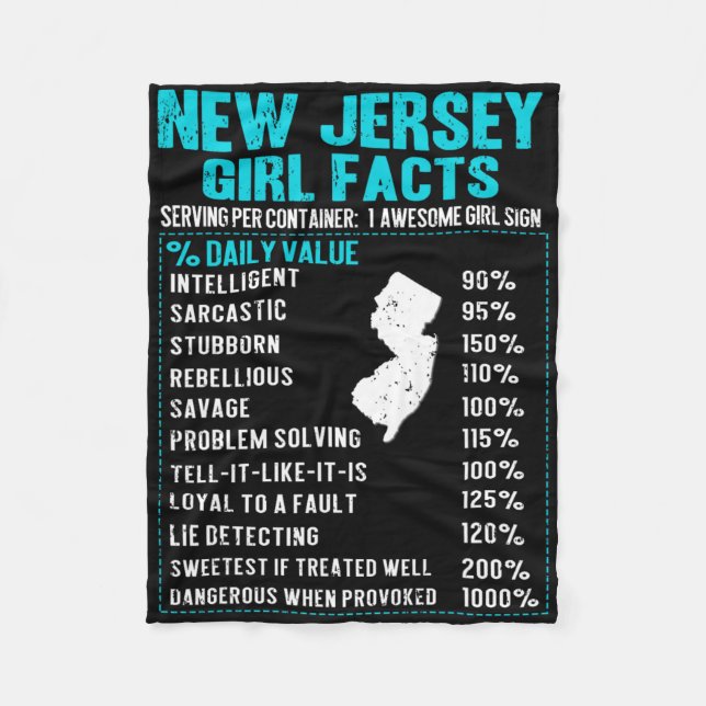 Cobertor De Velo New Jersey Girl Facts Funny Birthday Gift Born In  (Frente)