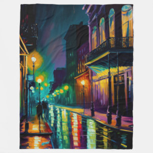 Cobertor De Velo New Orleans Bourbon Street na Arte Noturna