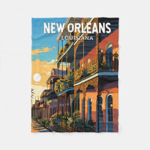 Cobertor De Velo New Orleans Louisiana Viagem Art Vintage