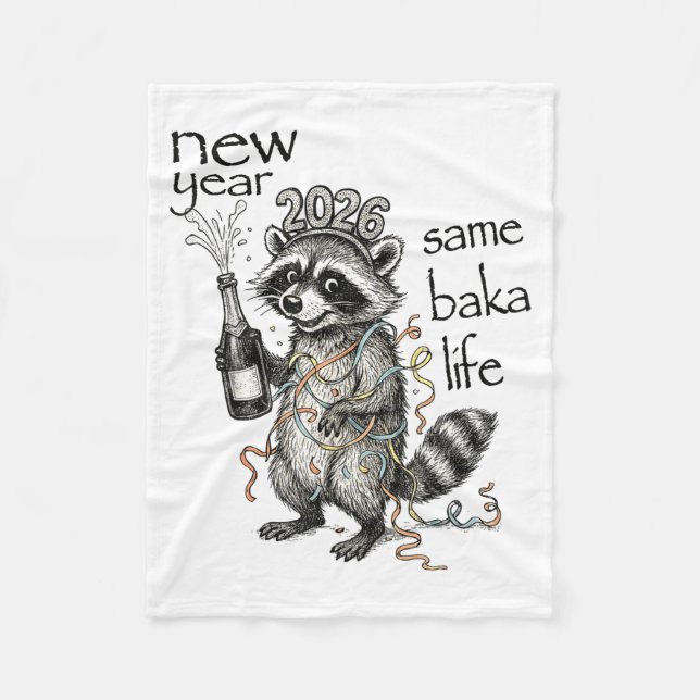 Cobertor De Velo New Year Same Baka Life Funny Raccoon New Year's E (Frente)