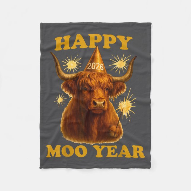 Cobertor De Velo New Years Highland Cow Scottish Nye Party Farm Ani (Frente)