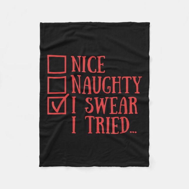 Cobertor De Velo Nice Naughty I Swear I Tried Funny Xmas  (Frente)