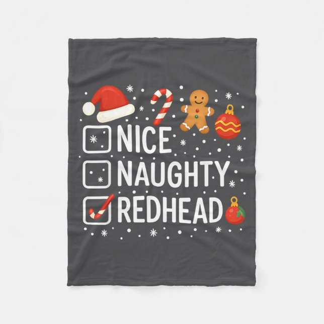 Cobertor De Velo Nice Naughty Redhead Funny Christmas Quote  (Frente)